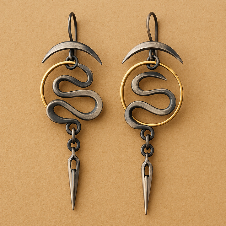 Ακανόνιστες γεωμετρικές σπειροειδείς σκουλαρίκια Σερπεντίνη