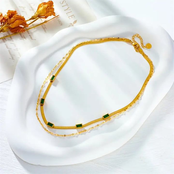 Κολιέ Ρετρό Διπλή Στρώση Sorella Gem | Χρυσό